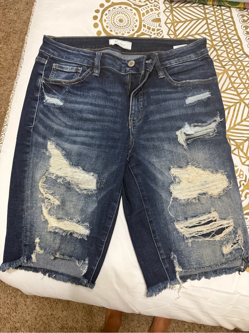 KanCan Signature Dark Blue High-Rise Denim Shorts